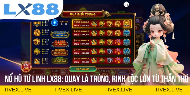Nổ Hũ Tứ Linh LX88 - Quay Là Trúng, Rinh Lộc Lớn Từ Thần Thú - tivex
