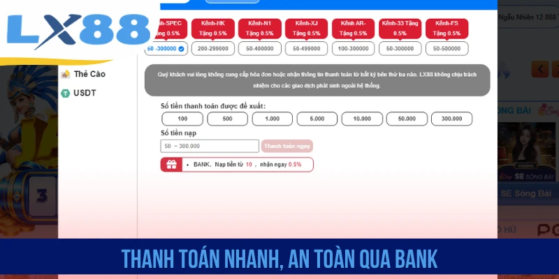 Nạp Tiền LX88 - Bổ Sung Vốn Cược Nhanh Chóng, An Toàn - tivex